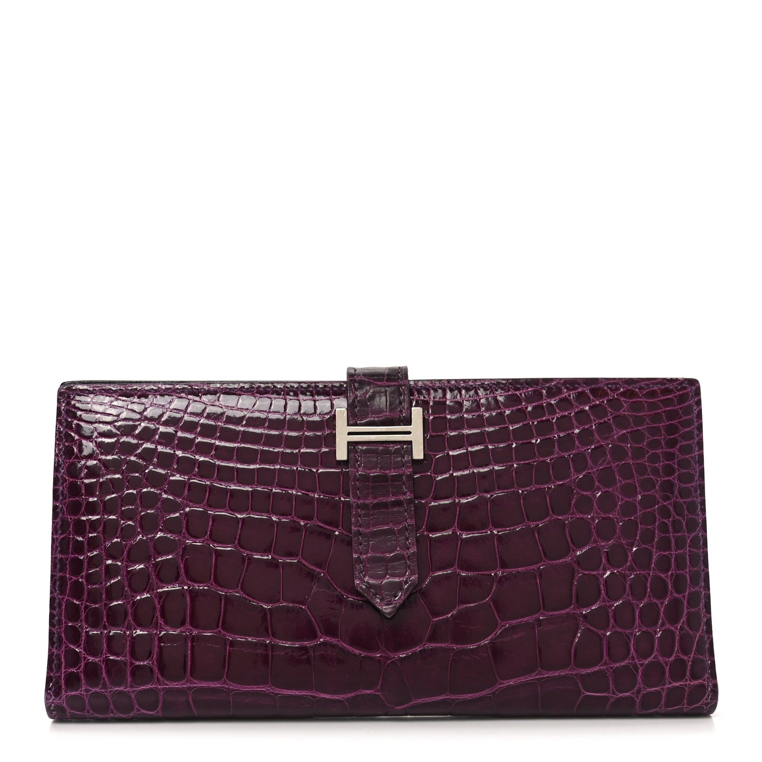 Hermes Shiny Alligator Bearn Wallet Amethyst 1837638 – FASHIONPHILE