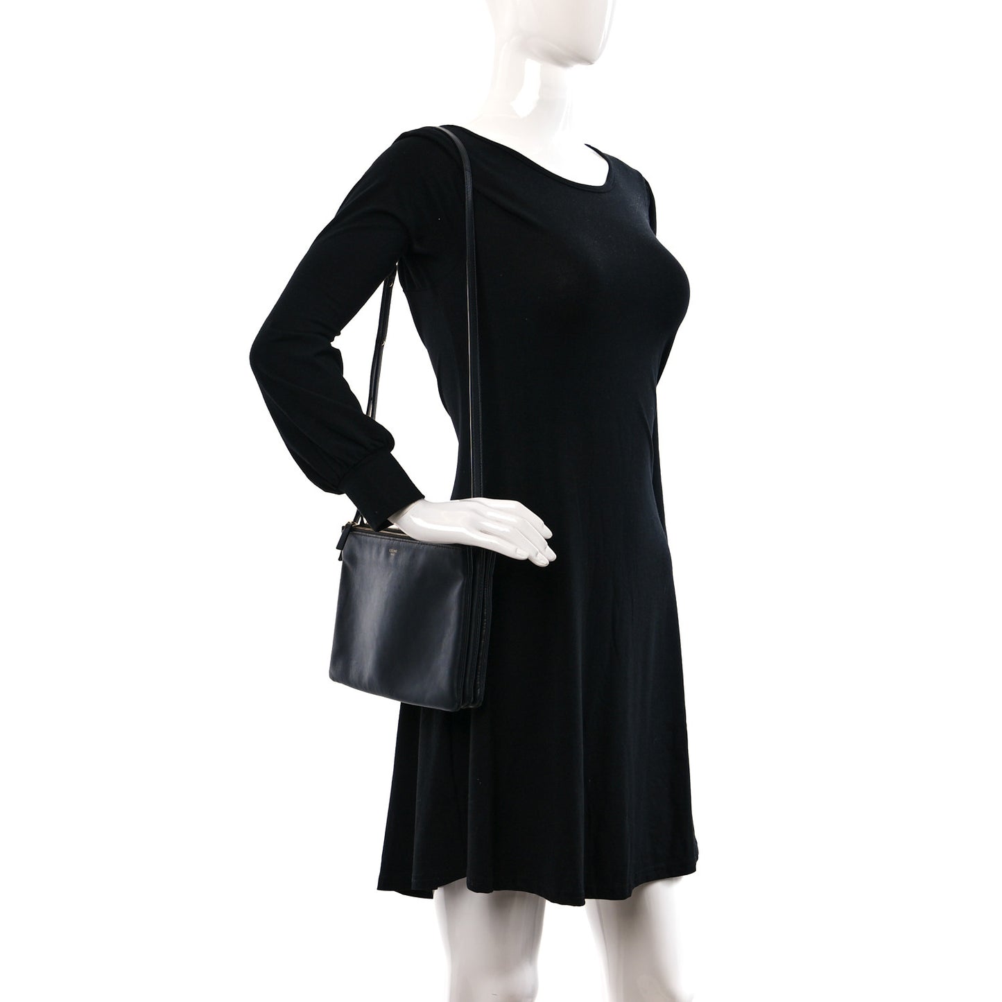 Lambskin Large Trio Crossbody Bag Black