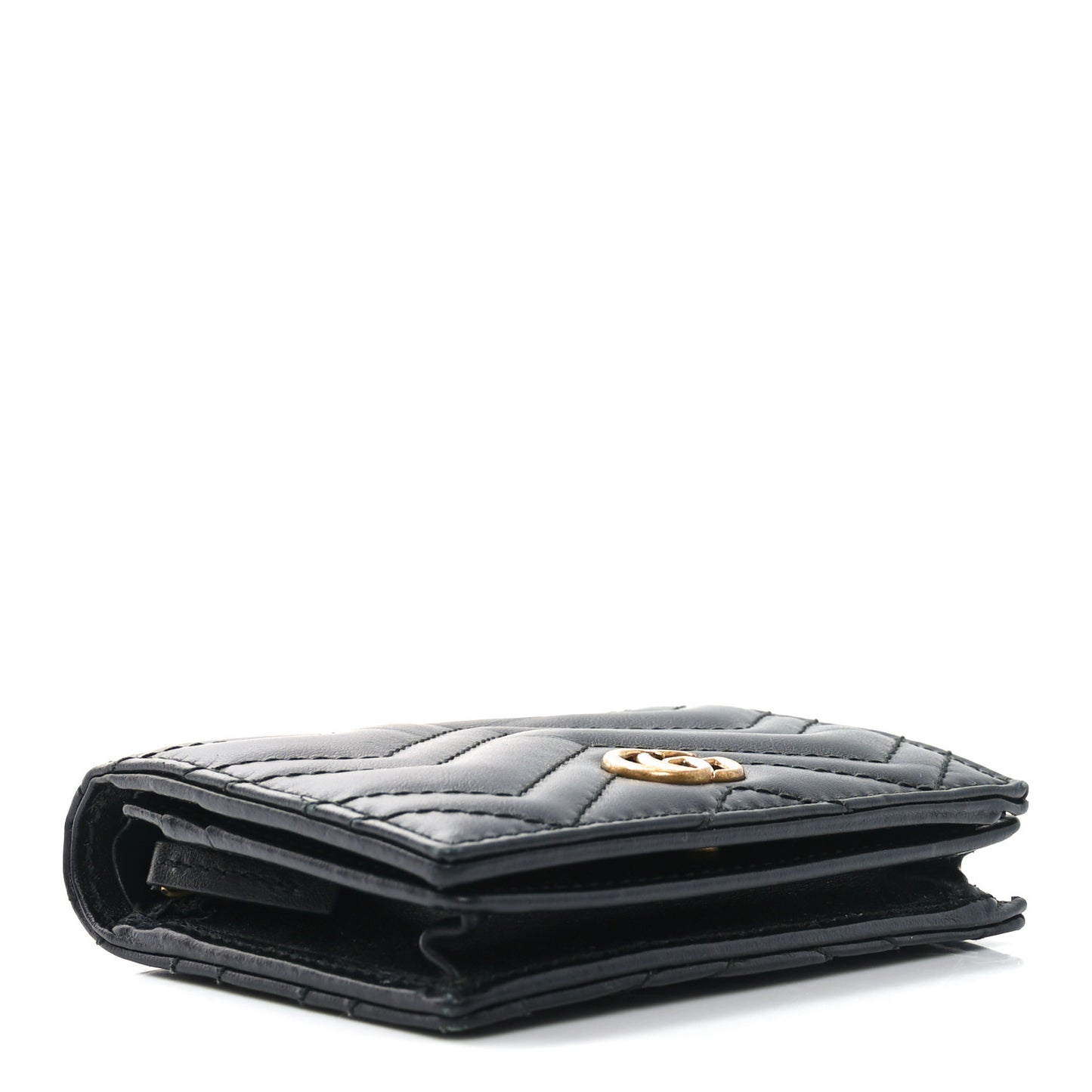 Calfskin Matelasse GG Marmont Card Case Wallet Black