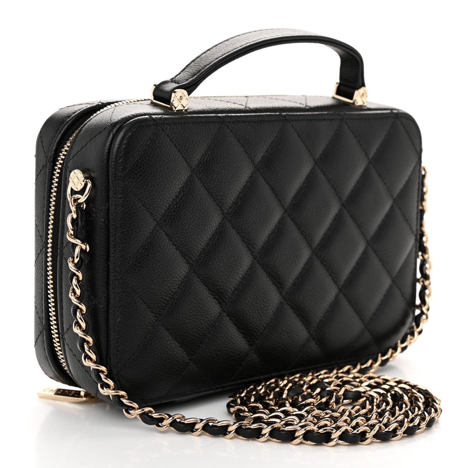 Chanel Caviar Quilted Top Handle Vanity Case Black 3 of 10
