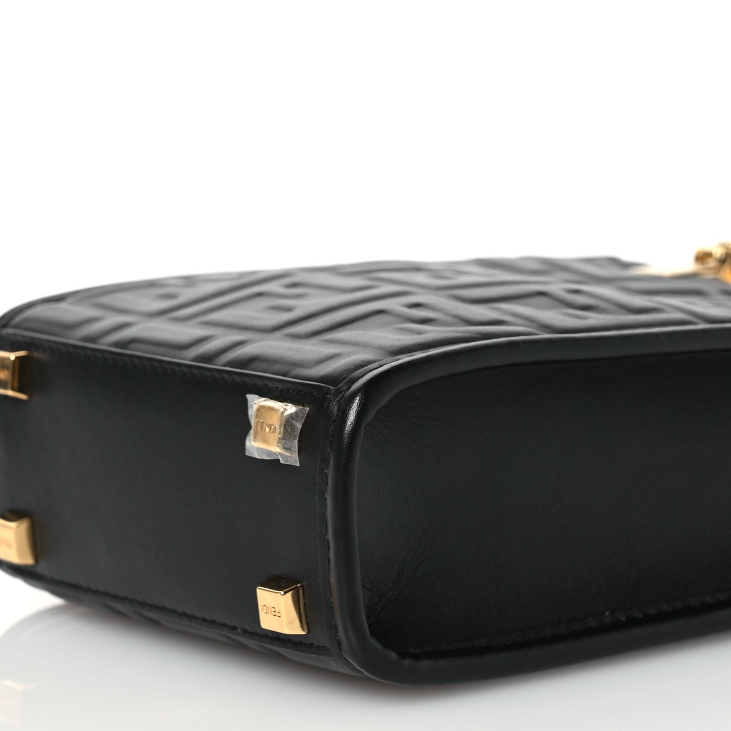 Vitello Plexiglass FF Embossed Mini Fendi Sunshine Shopper Tote Black