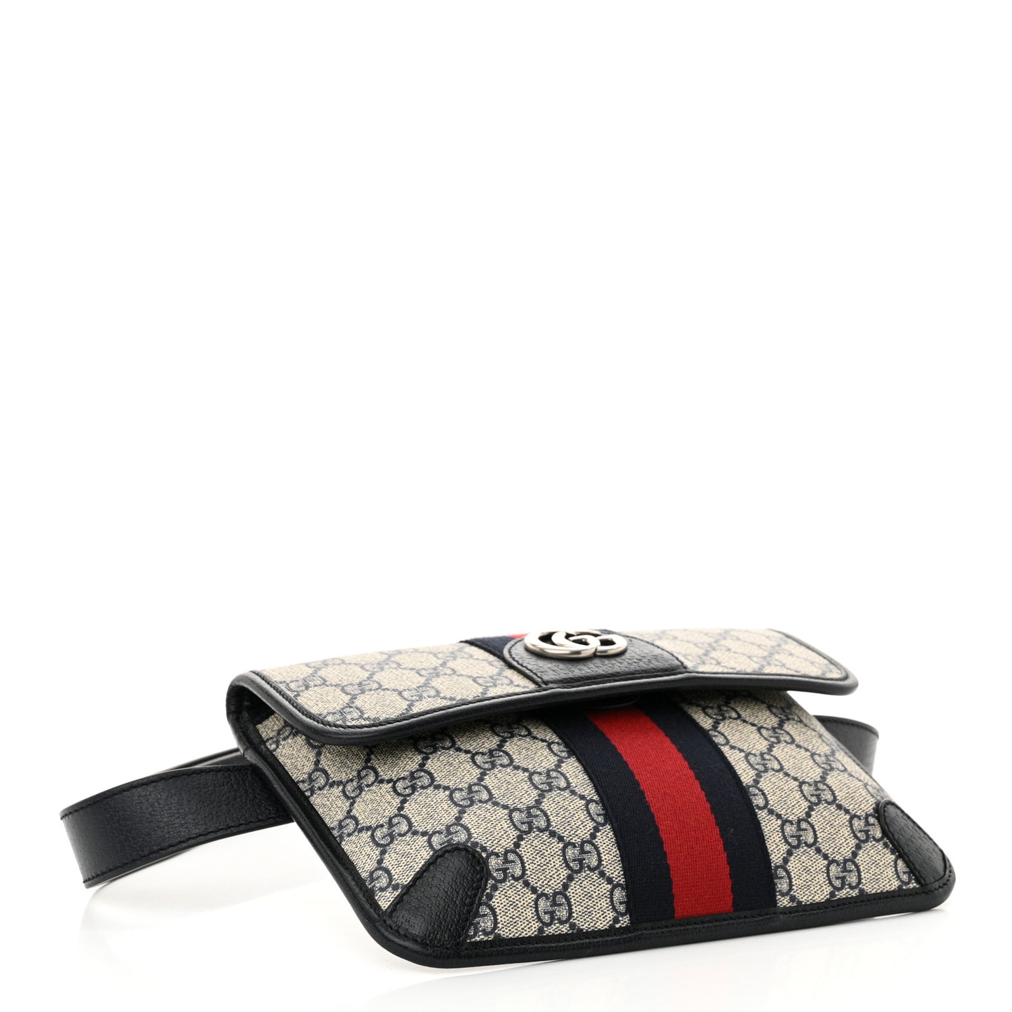 GG Supreme Monogram Web Small Ophidia Belt Bag 100 40 Beige Navy
