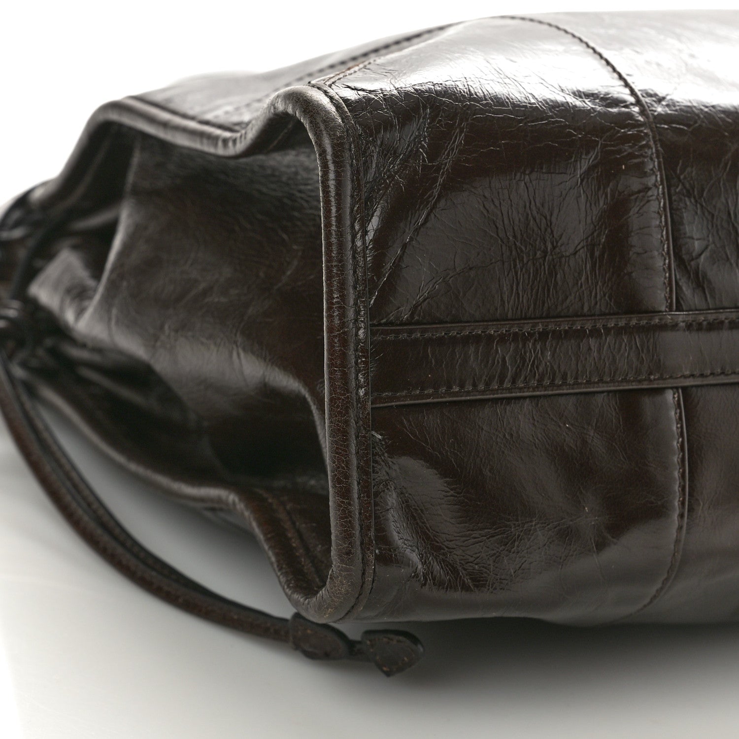 Prada Shiny Nappa Large Shoulder Bag Dark Brown 8 of 9