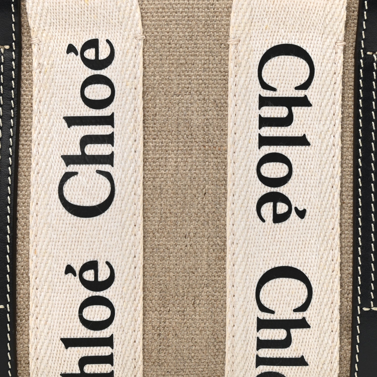 Chloe Cotton Calfskin Mini Woody Ribbon Tote White Blue 7 of 9