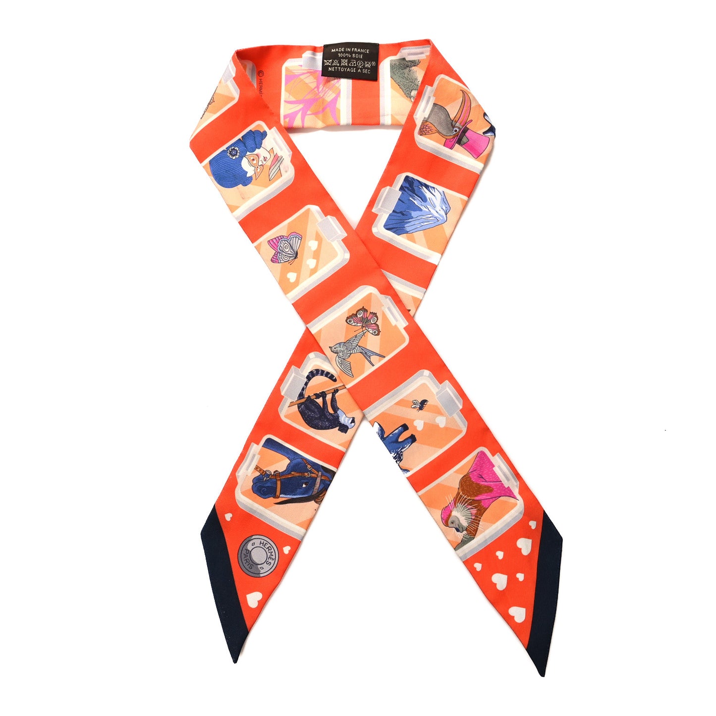 Silk Story Twilly Orange Blue Rose