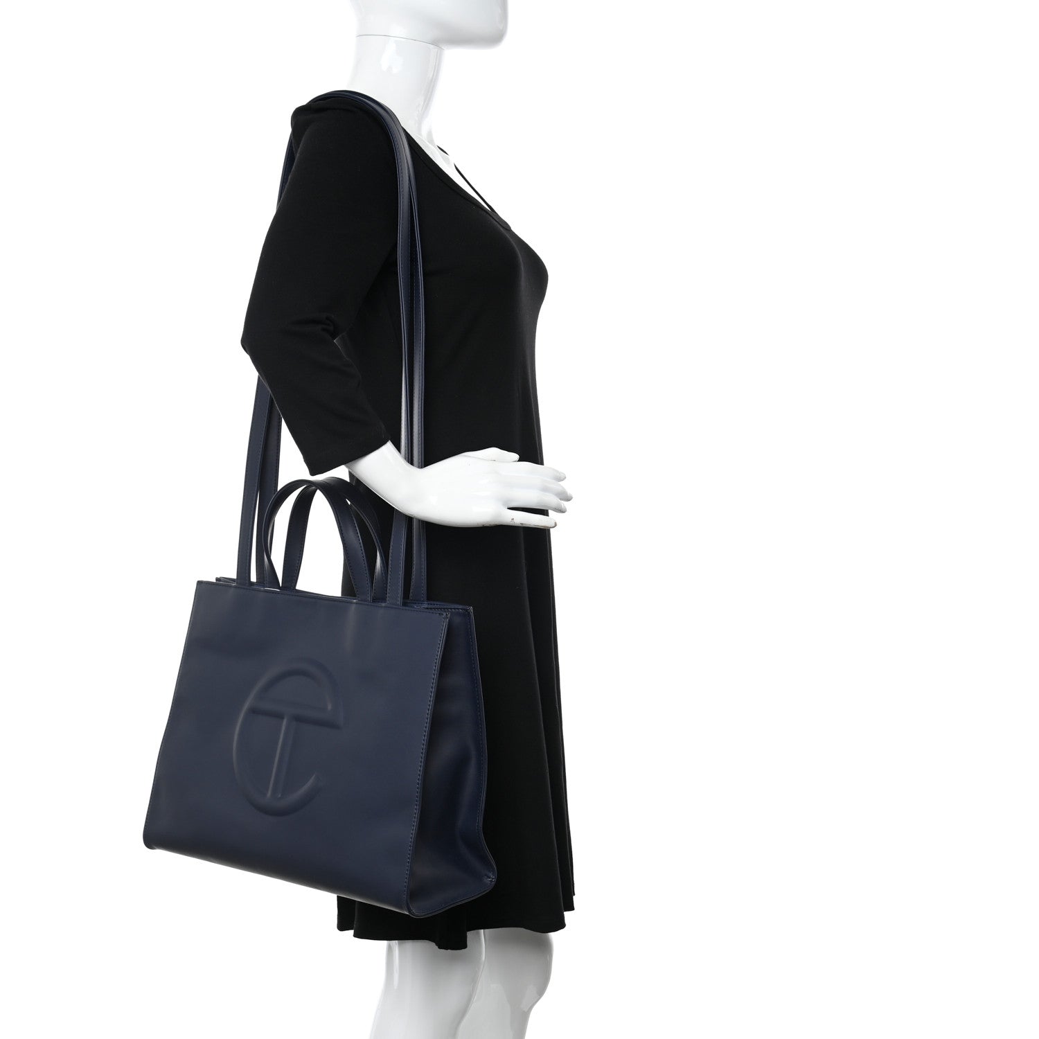 Telfar Vegan Leather Medium Shopping Bag Navy 2 of 9