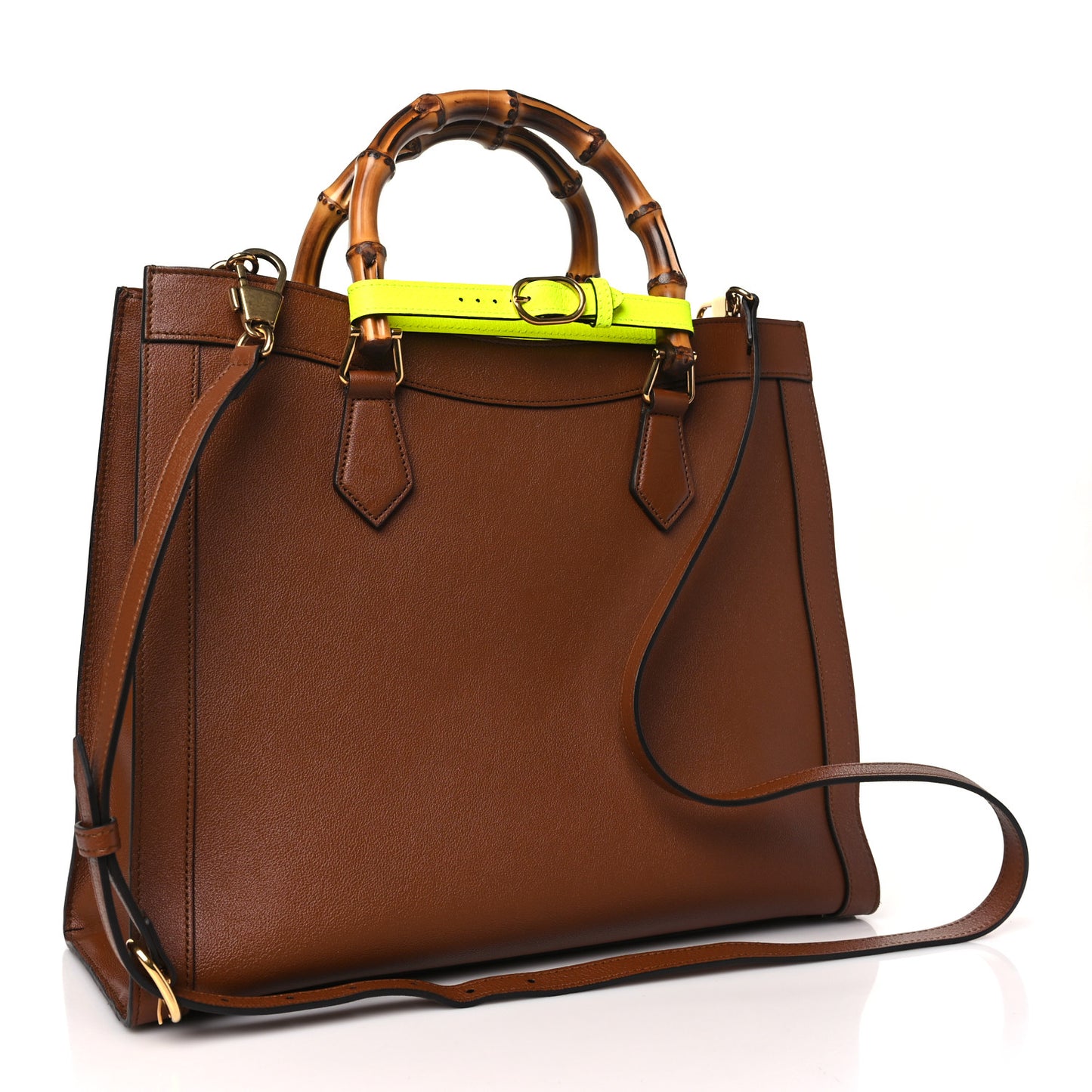 Wonka Grain Calfskin Medium Diana Tote Bag Cuir Yellow Fluo