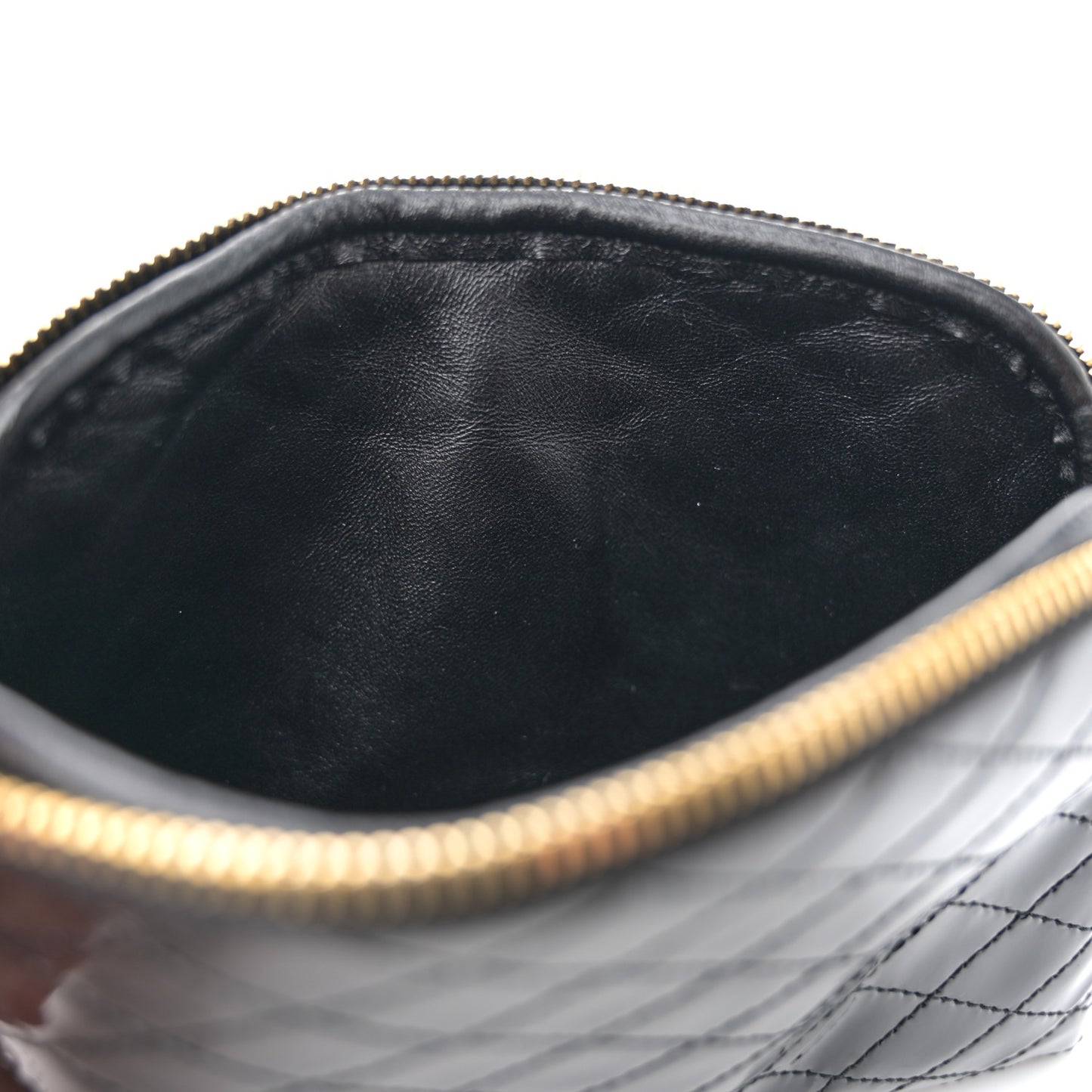 Patent Quilted Gaby Zipped Pouch Black