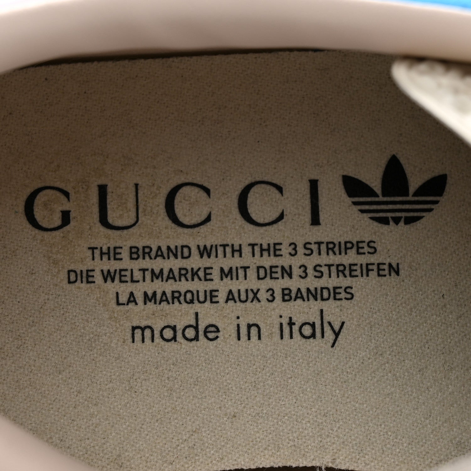 Gucci X ADIDAS Silk Duchesse Demetra Rubber Womens Gazelle Sneakers 11.5 Jade Capri Avio Off White 8 of 12