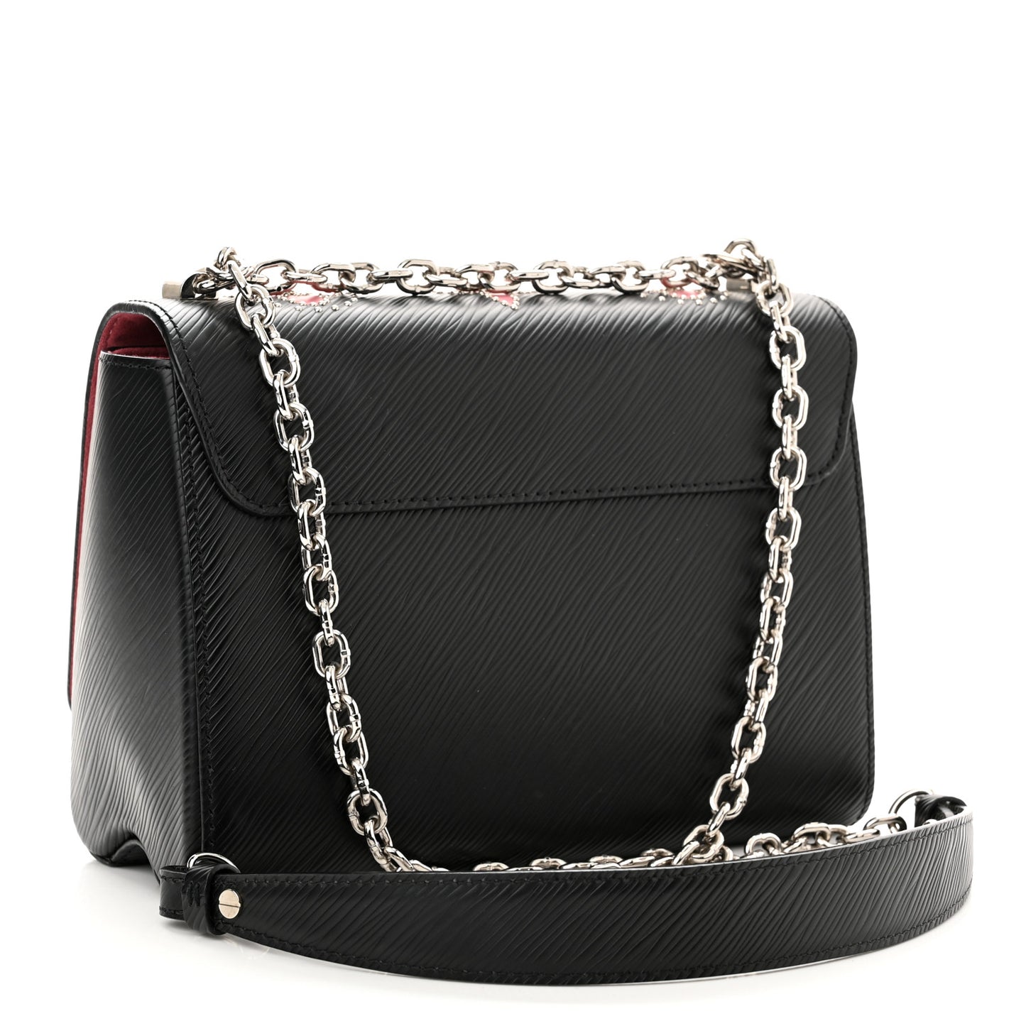 Epi Flowers Twist Shoulder Bag MM Black Bois De Rose