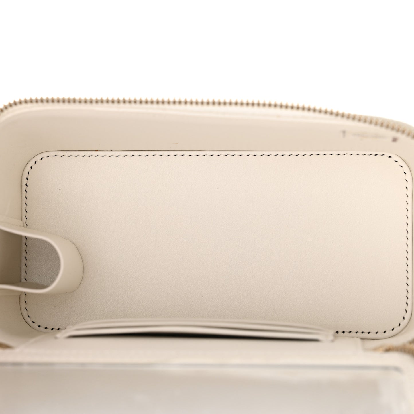 Caviar Quilted Small Vanity Case With Chain White