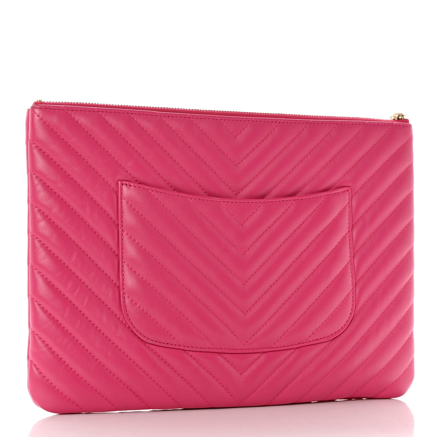 Lambskin Chevron Quilted Medium Cosmetic Case Pink