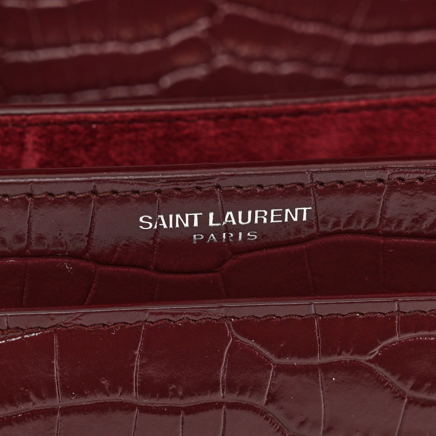 Calfskin Crocodile Embossed Medium Monogram Sunset Rouge Legion