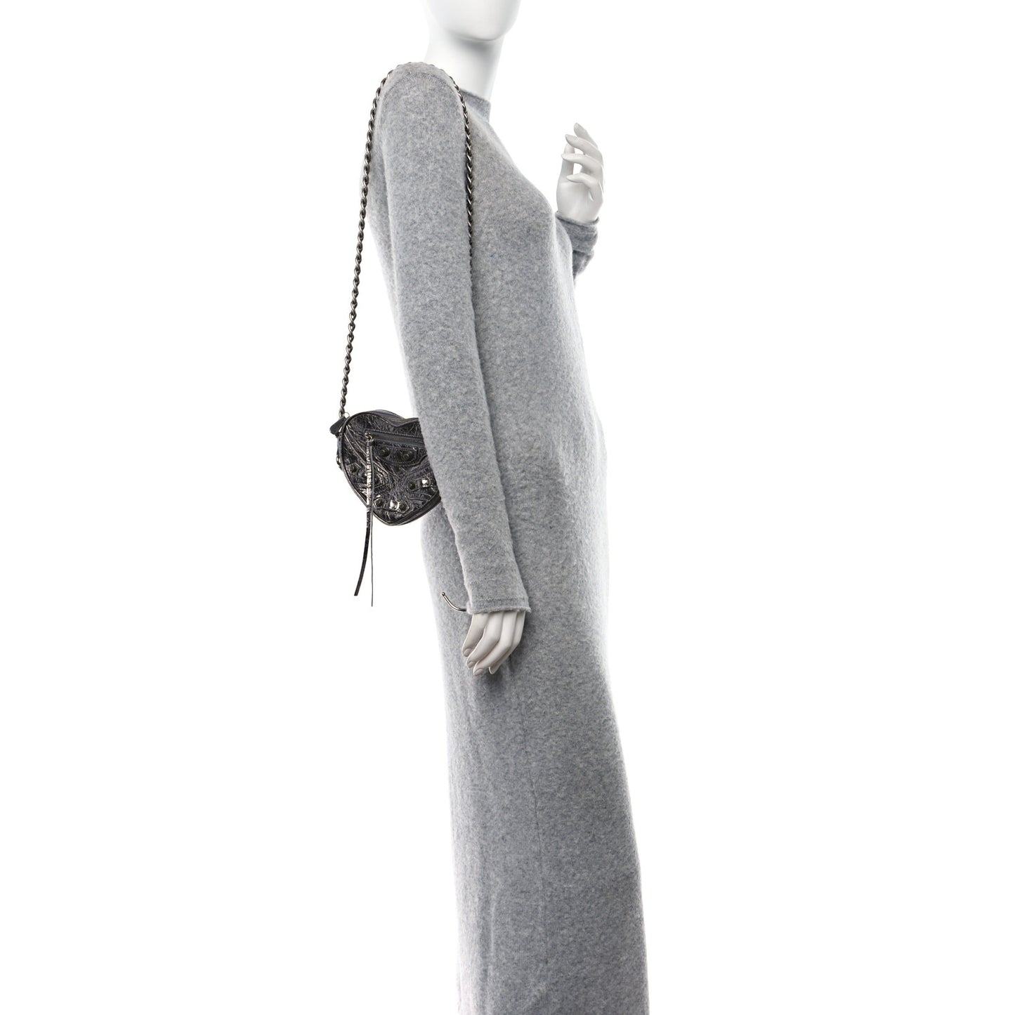Metallic Agneau Arena Mini Le Cagole Heart Bag Silver