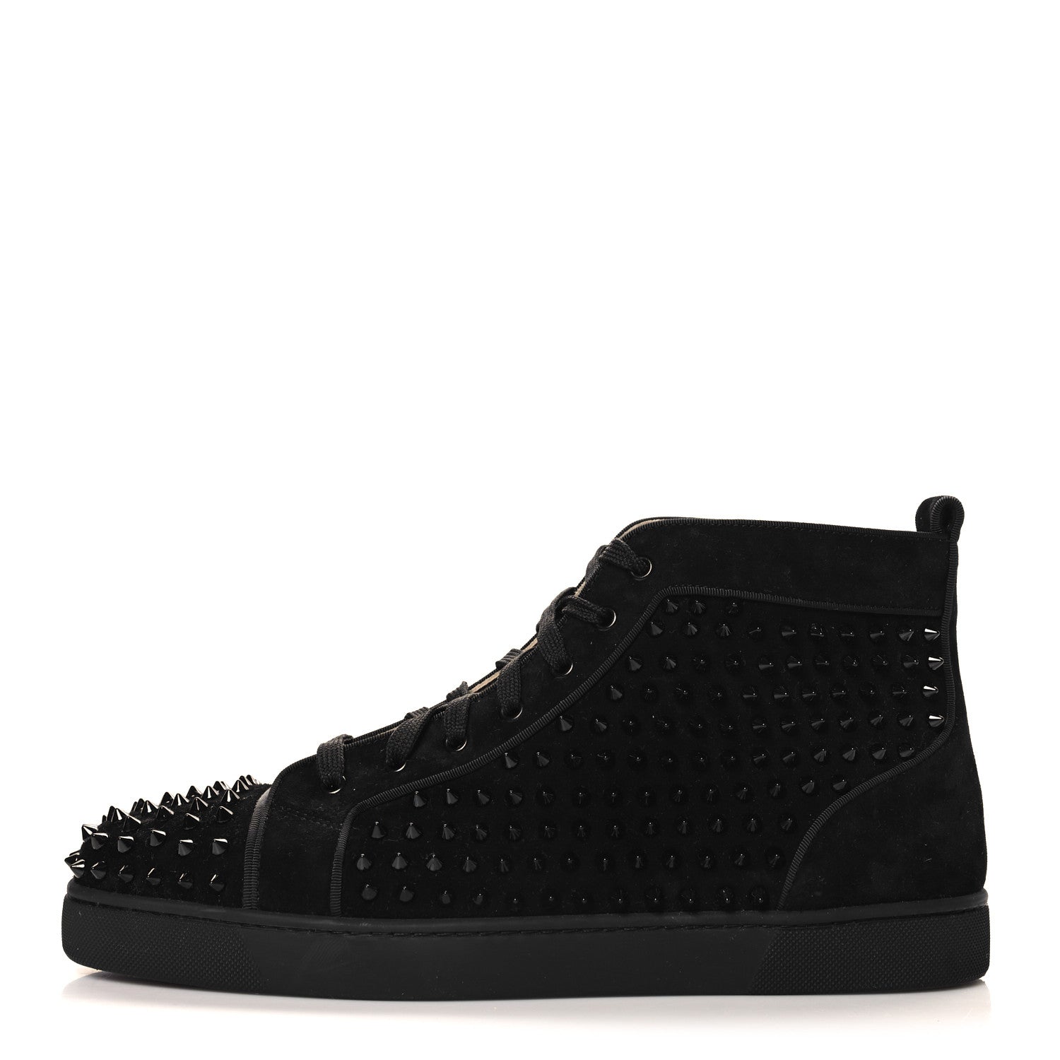 Christian Louboutin Veau Velours Mens Louis Orlato Flat Spikes Sneakers 45.5 Black 1 of 9