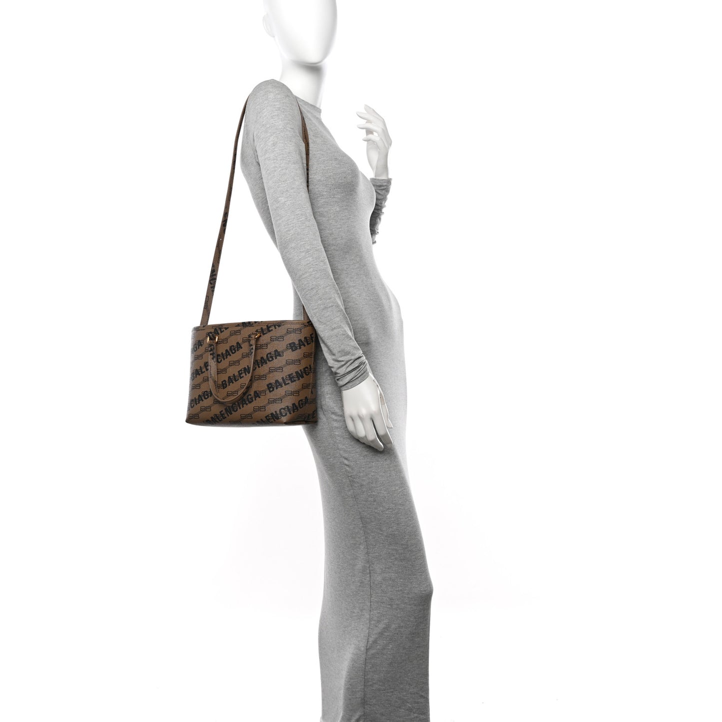 Coated Canvas BB Monogram Small Signature East West Shopper Bag Beige Brown