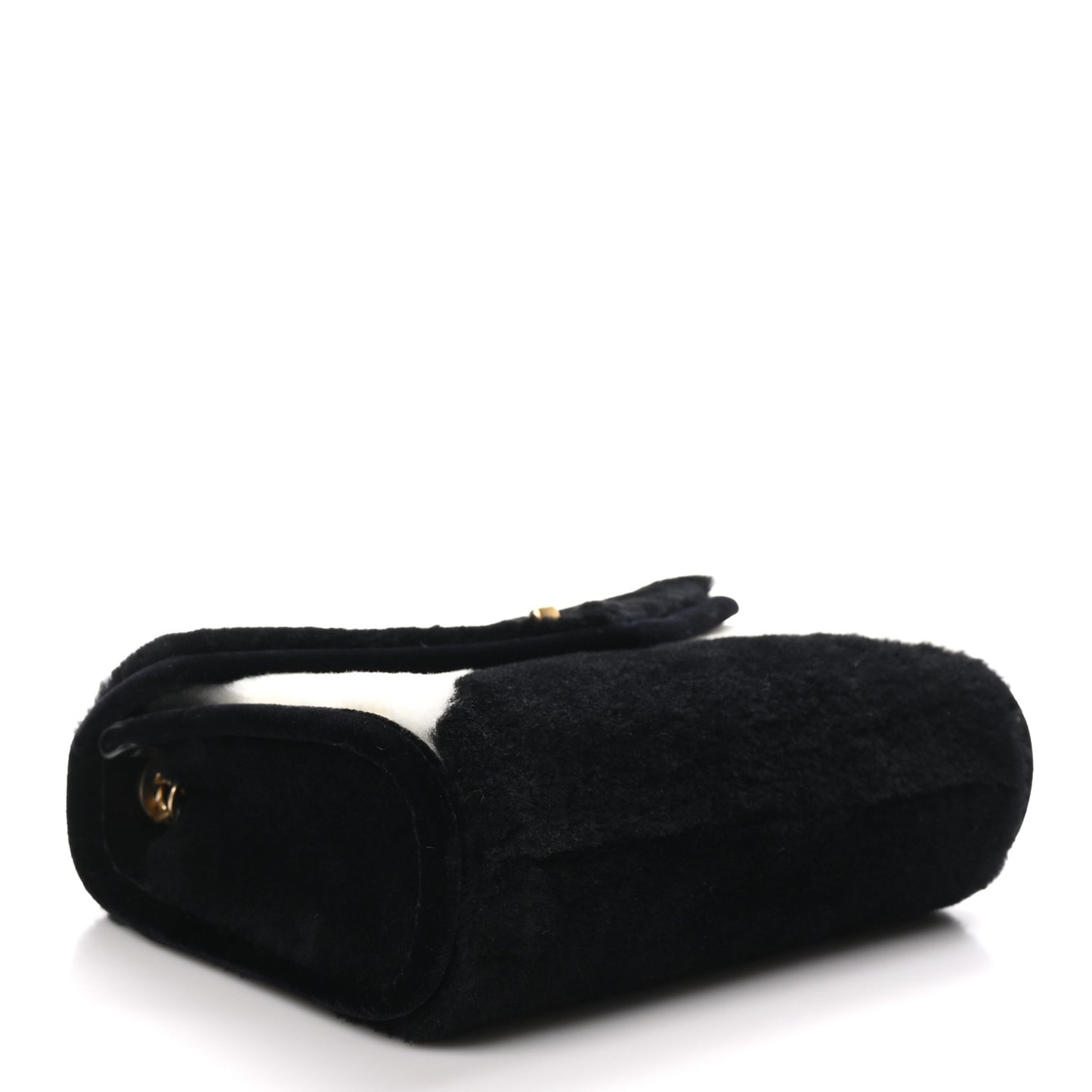 Shearling Checkered Flap Bag Black White
