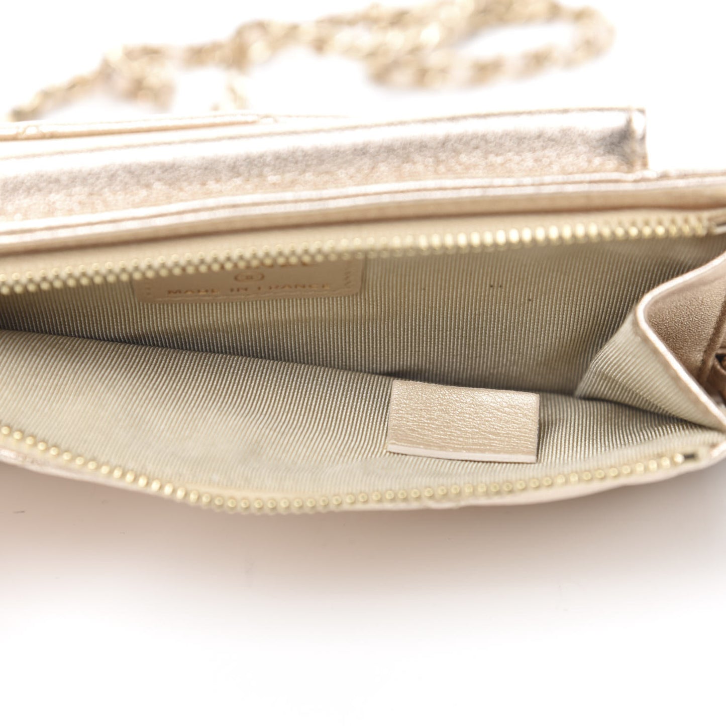 Metallic Lambskin Quilted Zip Phone Case Gold