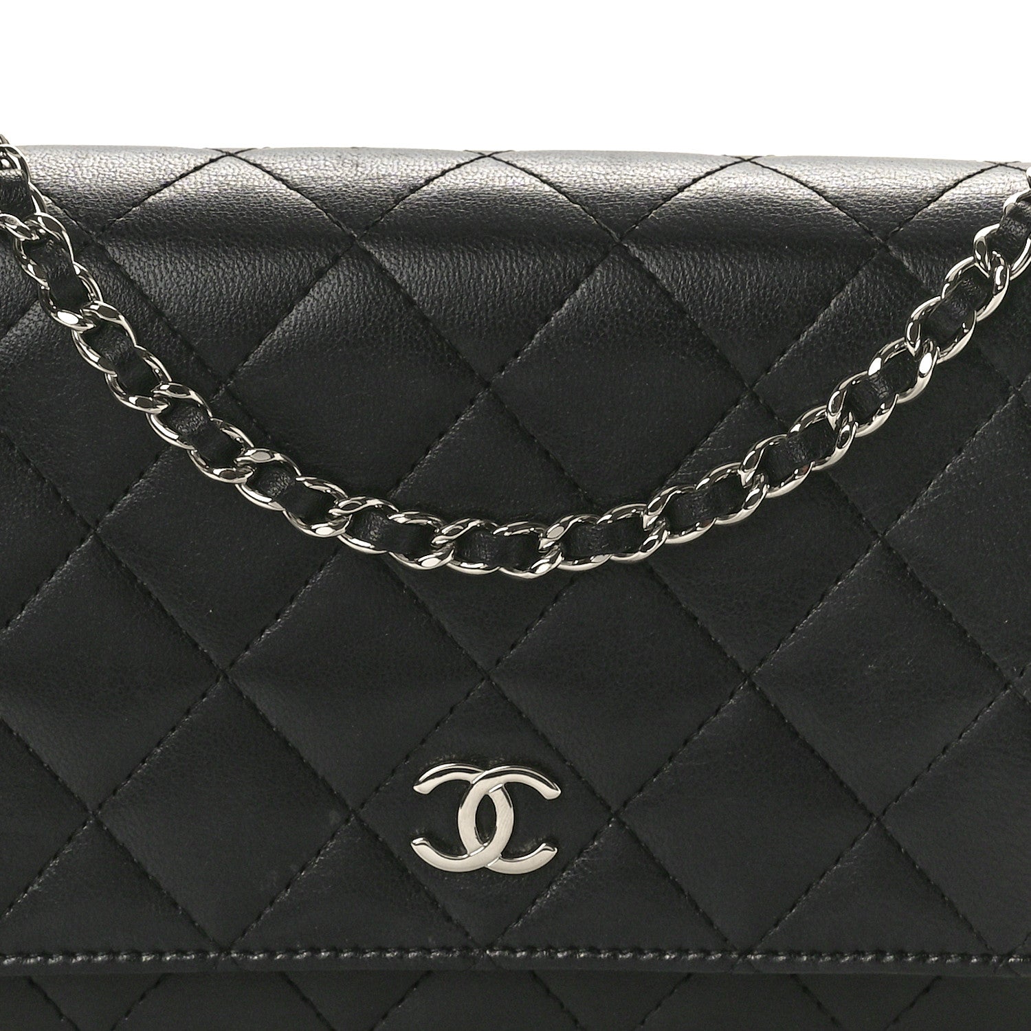Chanel Lambskin Quilted Wallet On Chain WOC Black 8 of 11