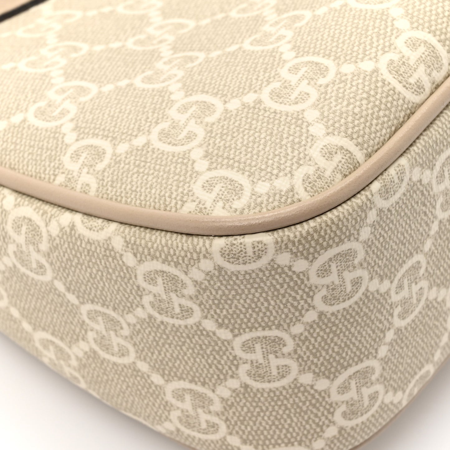 GG Supreme Monogram Textured Dollar Calfskin Web Small Ophidia GG Handbag Beige Mystic White Oatmeal