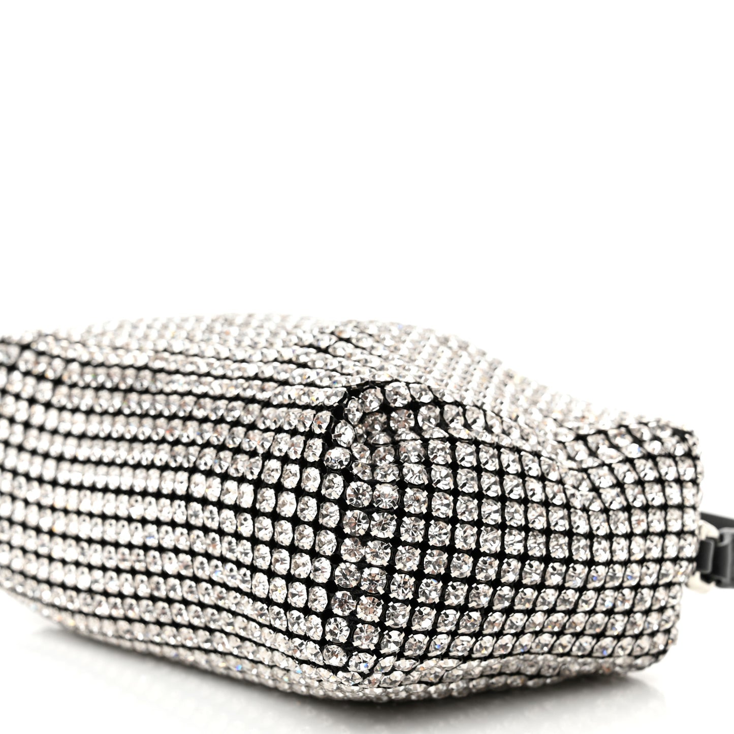 Mesh Crystal Rhinestone Mini Heiress Pouch Black Silver