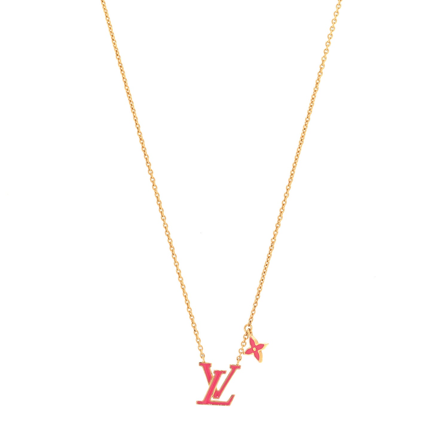 Enamel LV Iconic Necklace Gold Fuchsia