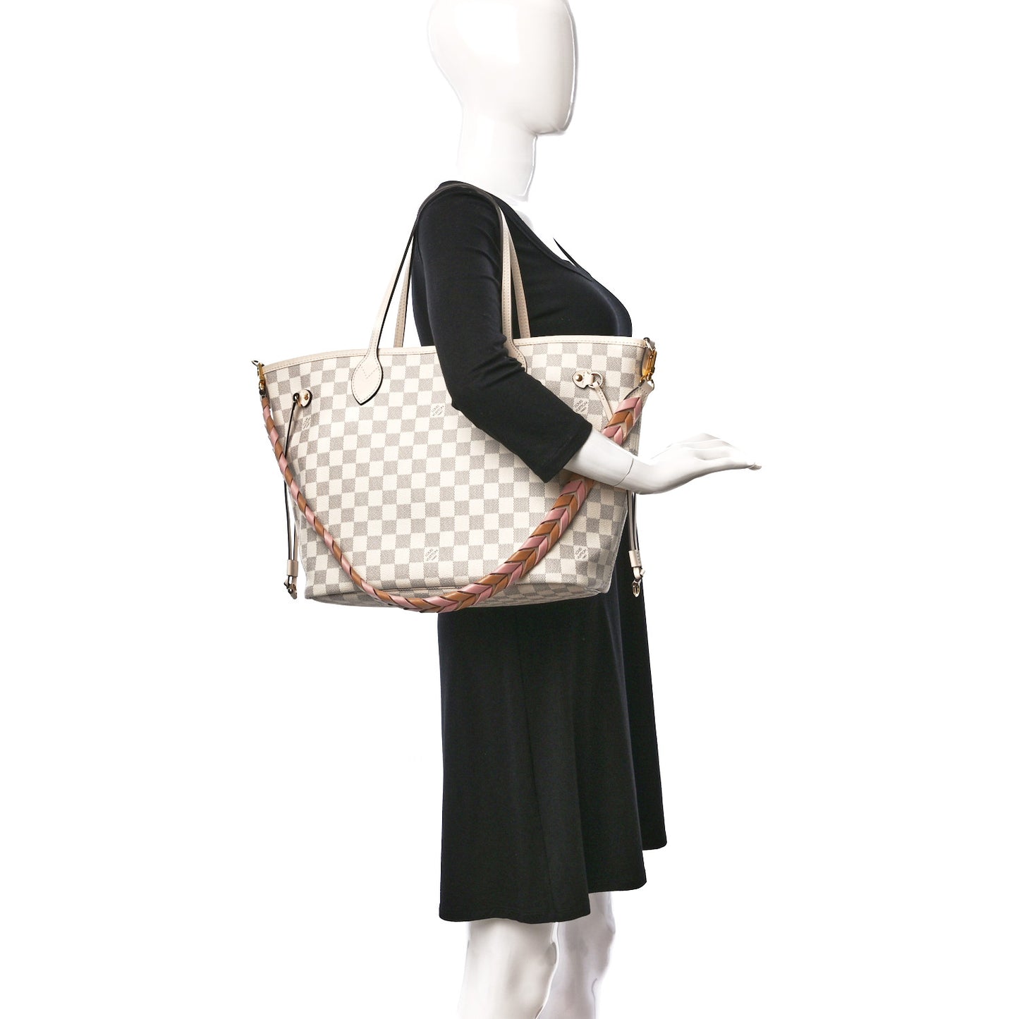 Damier Azur Braided Neverfull MM Pink