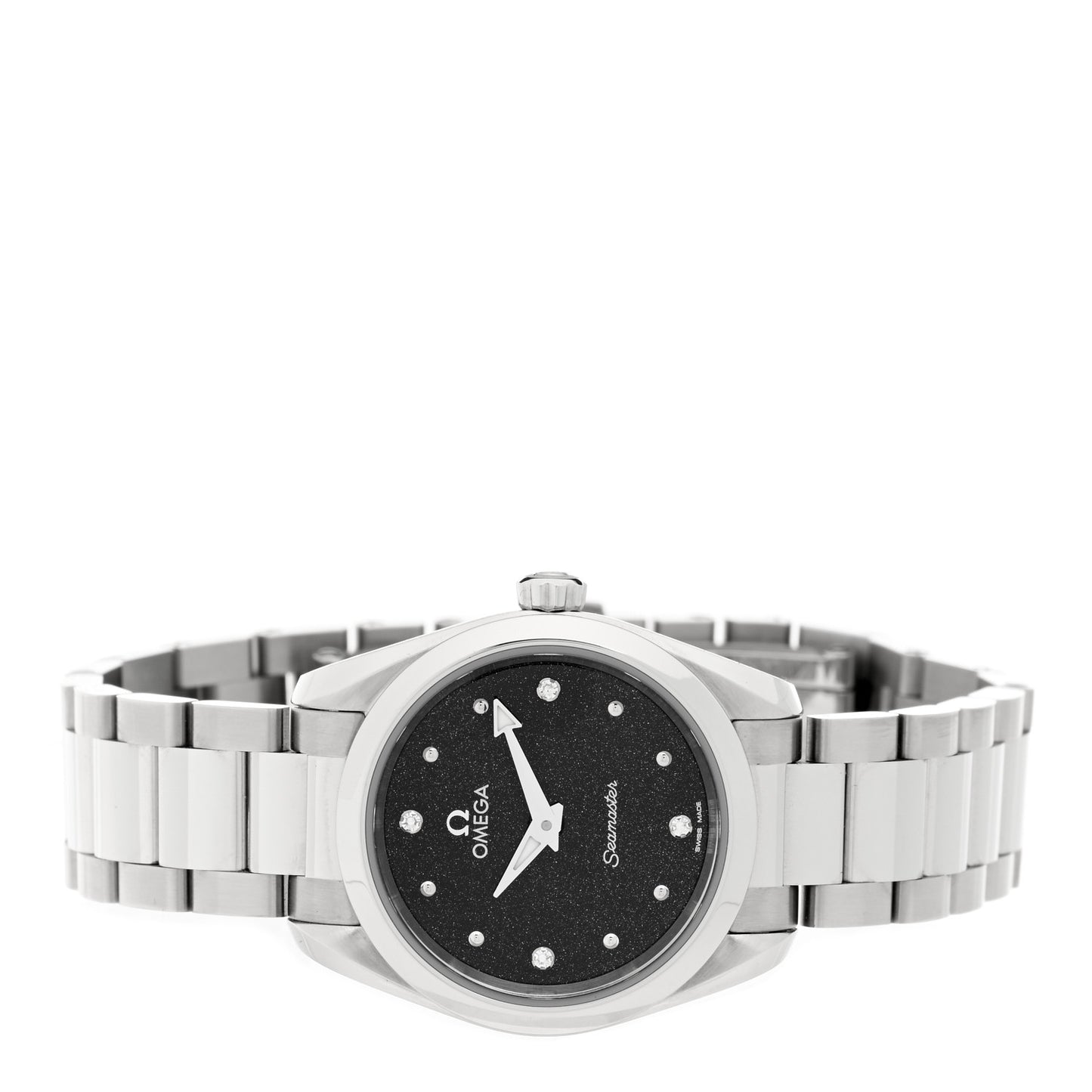 Stainless Steel Diamond 28mm Seamaster Aqua Terra 150M Quartz Watch Black