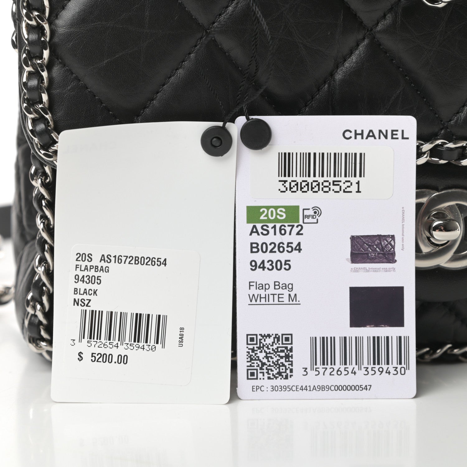 Chanel Crumpled Calfskin Medium Chain All Over Flap Black 12 of 12