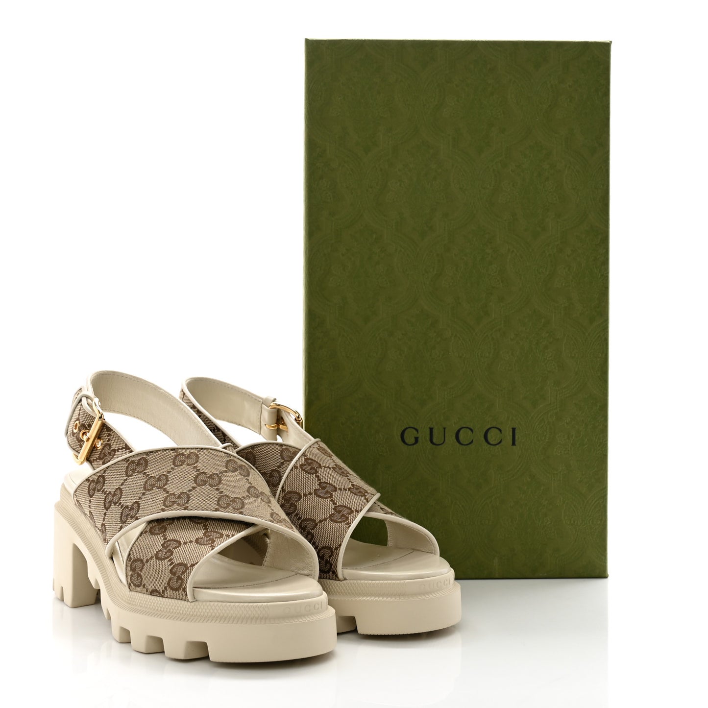 Monogram Granada Kid Trip 40/72mm Lug Sole Sandals 39 Beige Ebony Mystic White