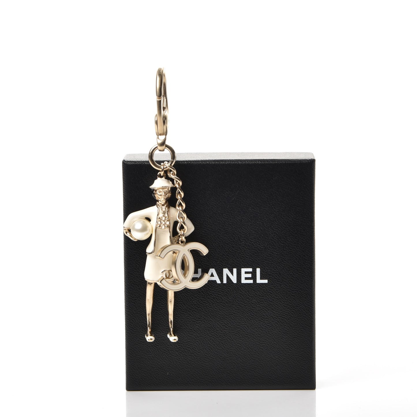 Enamel Pearl Coco Bag Charm Gold