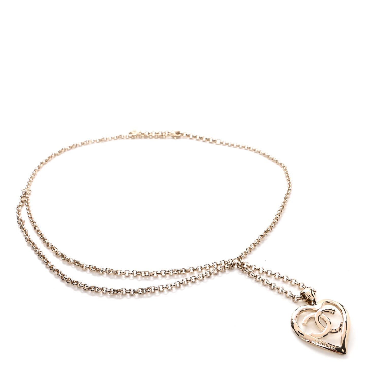 Chanel Metal Chain CC Heart Coco In Love Belt 85 34 Gold 984233 ...