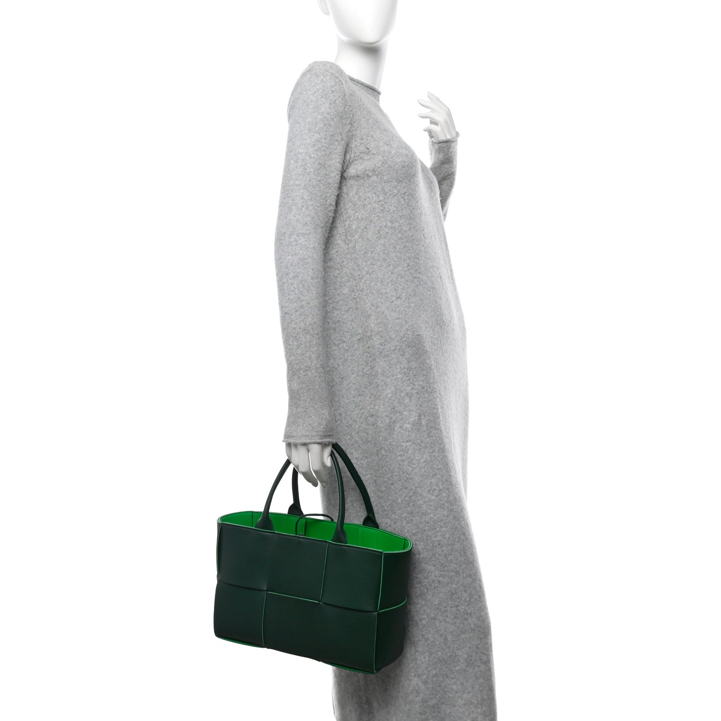 Calfskin Maxi Intrecciato Small Arco Tote Raintree