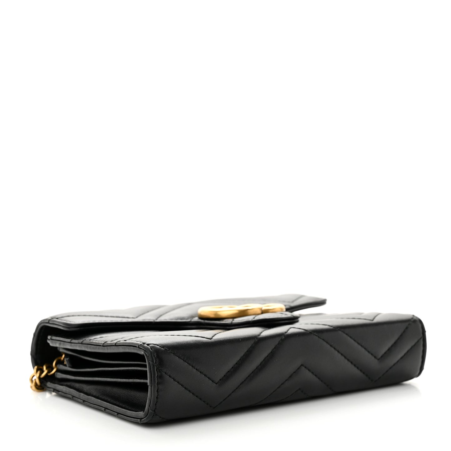 Calfskin Matelasse GG Marmont Chain Wallet Black