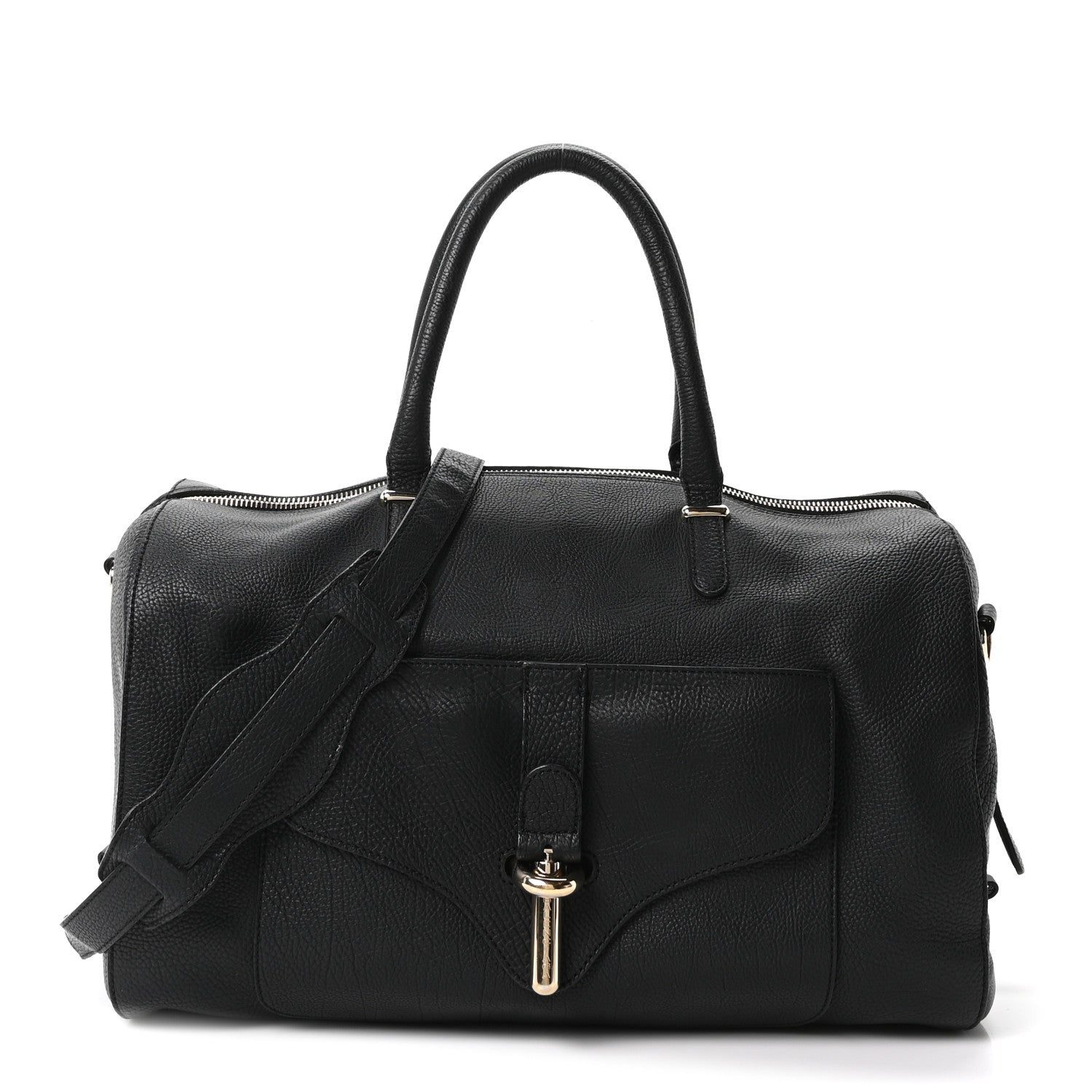 Balenciaga Grained Calfskin Tube Boston Bag Black 1848005