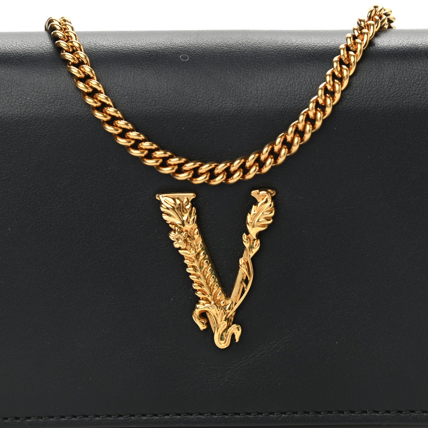 Vitello Mini Virtus Chain Clutch Black