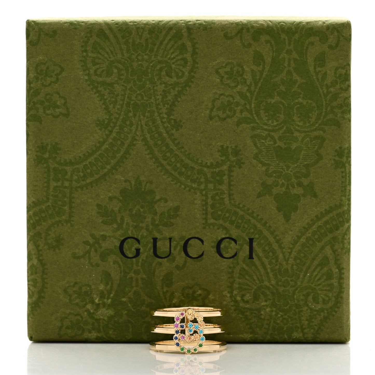 18K Yellow Gold Sapphire Topaz Tsavorite Running GG Ring 53 6.5