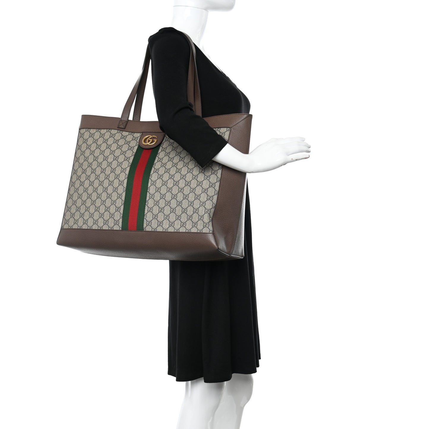 GG Supreme Monogram Web Ophidia Tote Brown