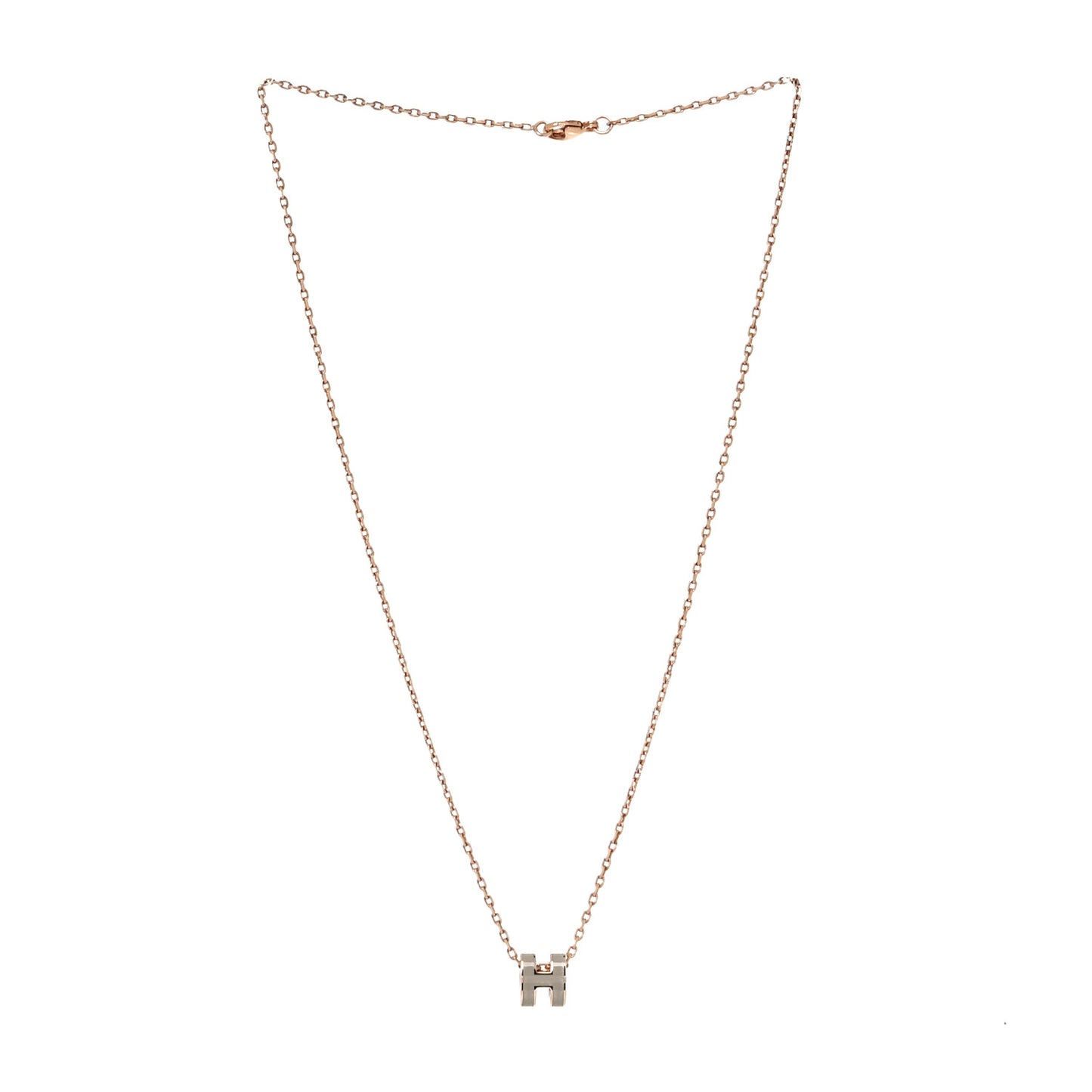Lacquered Rose Gold Mini Pop H Pendant Necklace Marron Glace