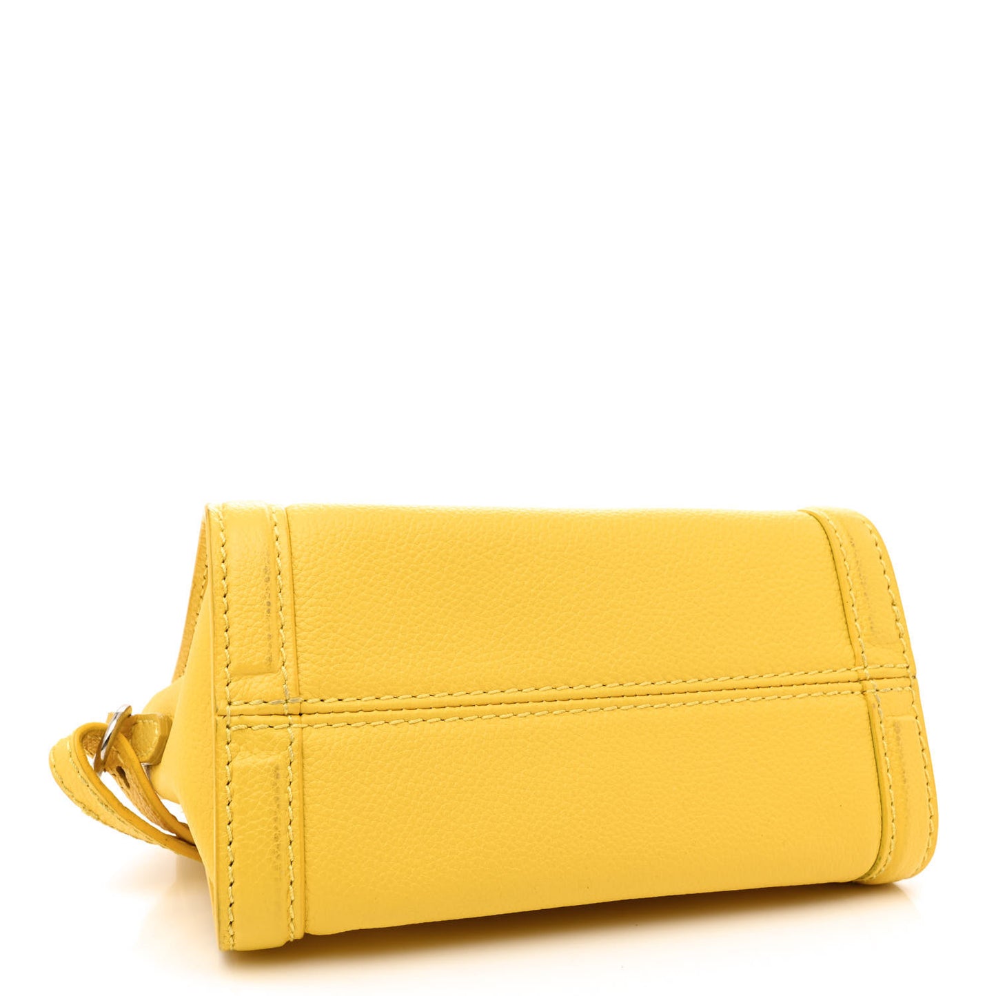 Pebbled Calfskin Mini Skull Padlock Zip Around Tote Yellow