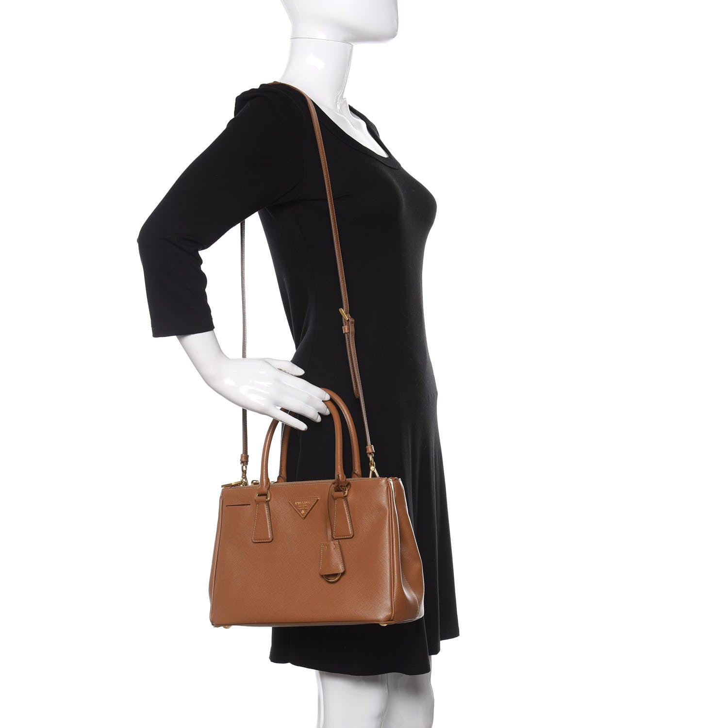 Prada Saffiano Small Galleria Double Zip Tote Caramel 2 of 12
