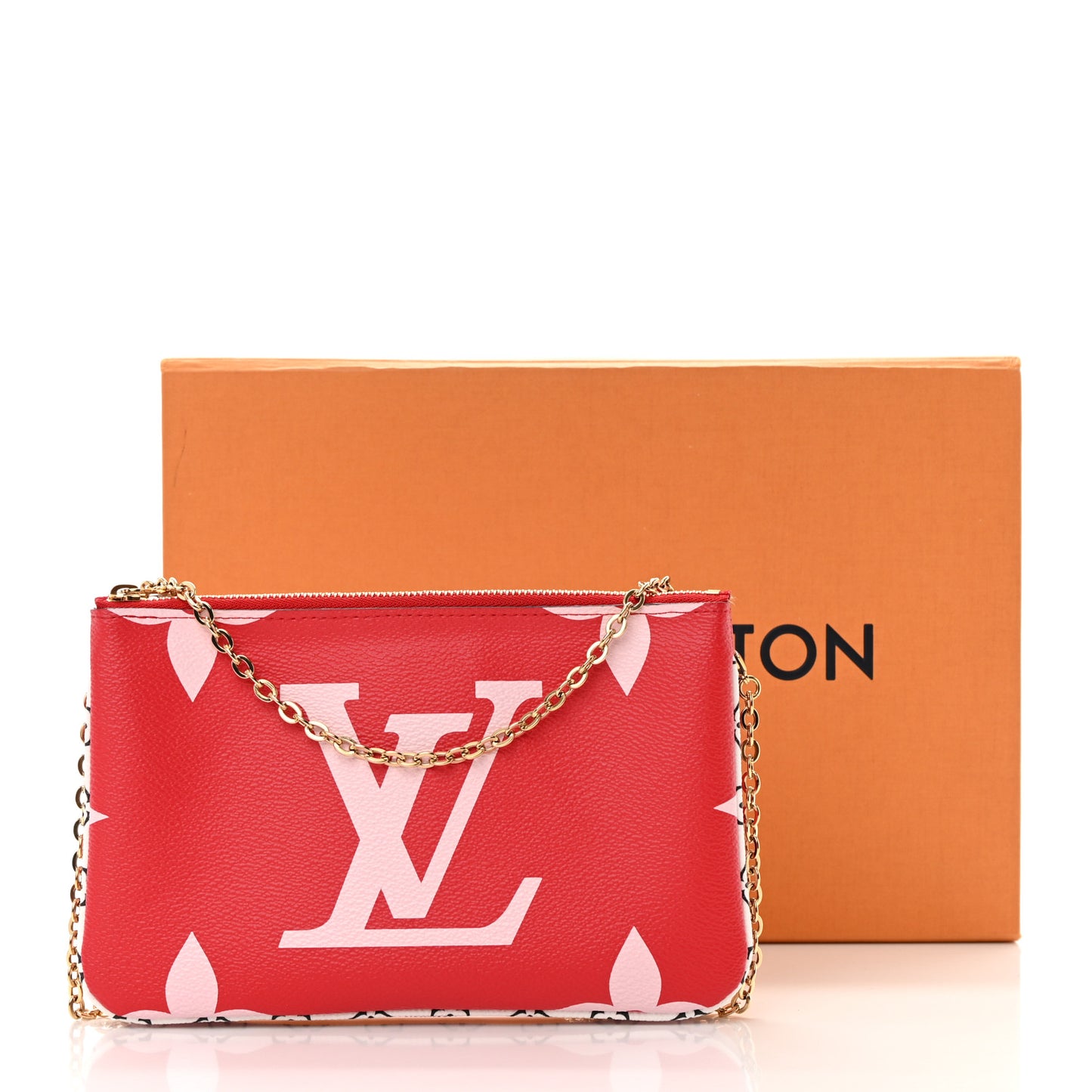 Monogram Giant Double Zip Pochette Rouge