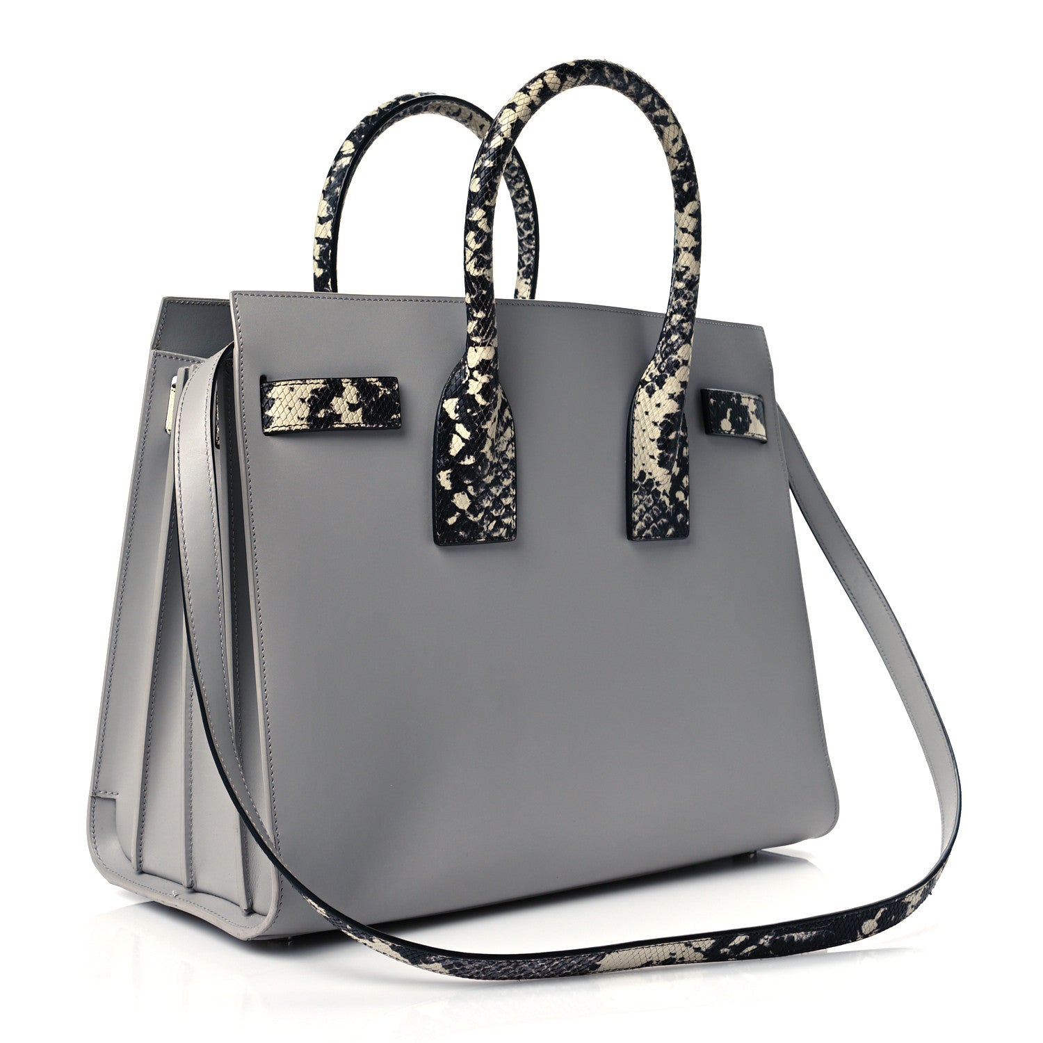 Saint Laurent Calfskin Embossed Python Small Sac De Jour Souris 2 of 9