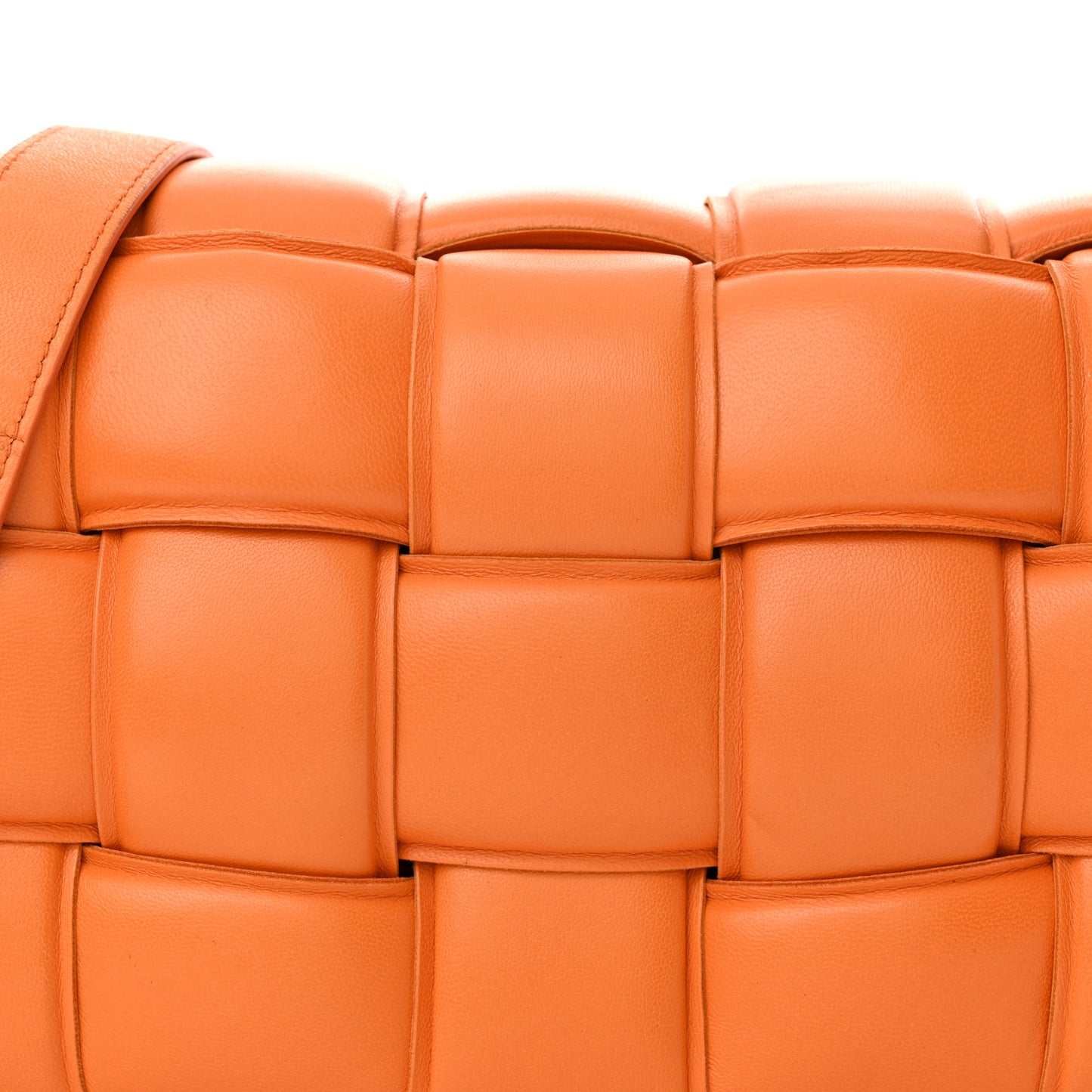 Nappa Maxi Intreccio Padded Cassette Crossbody Bag Orange