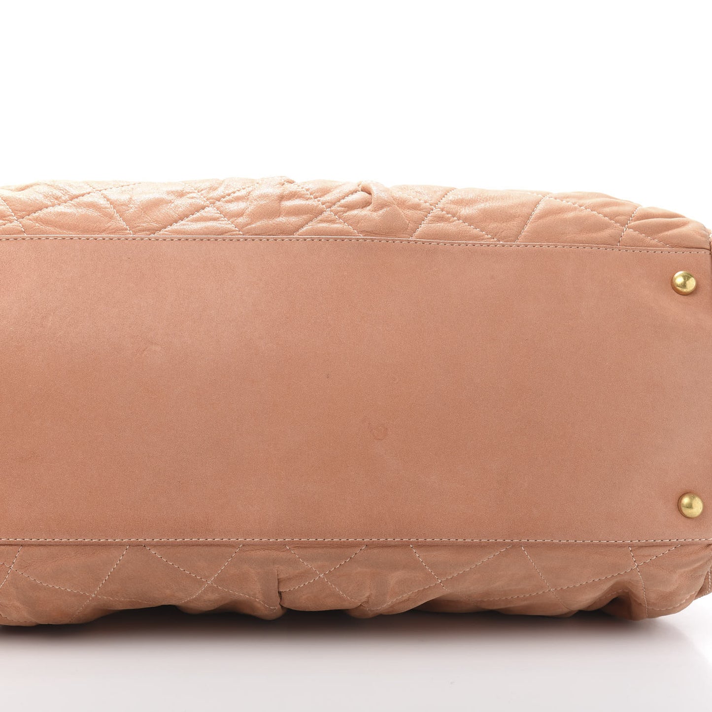 Iridescent Calfskin Chic Quilt Bowling Bag Dark Beige