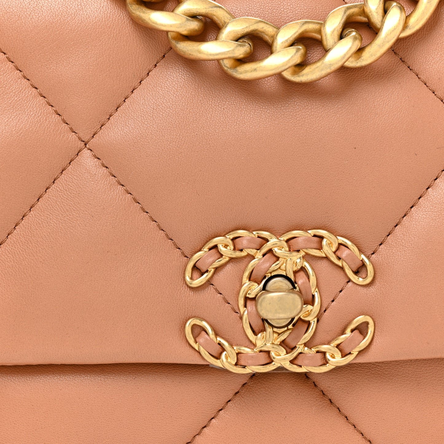 Lambskin Quilted Medium Chanel 19 Flap Brown