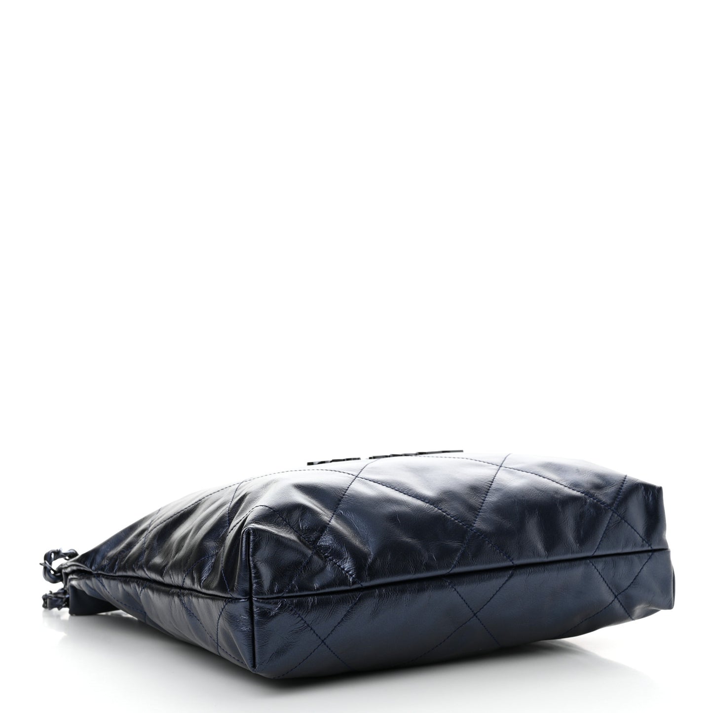 Metallic Calfskin Quilted Small Chanel 22 Navy Blue