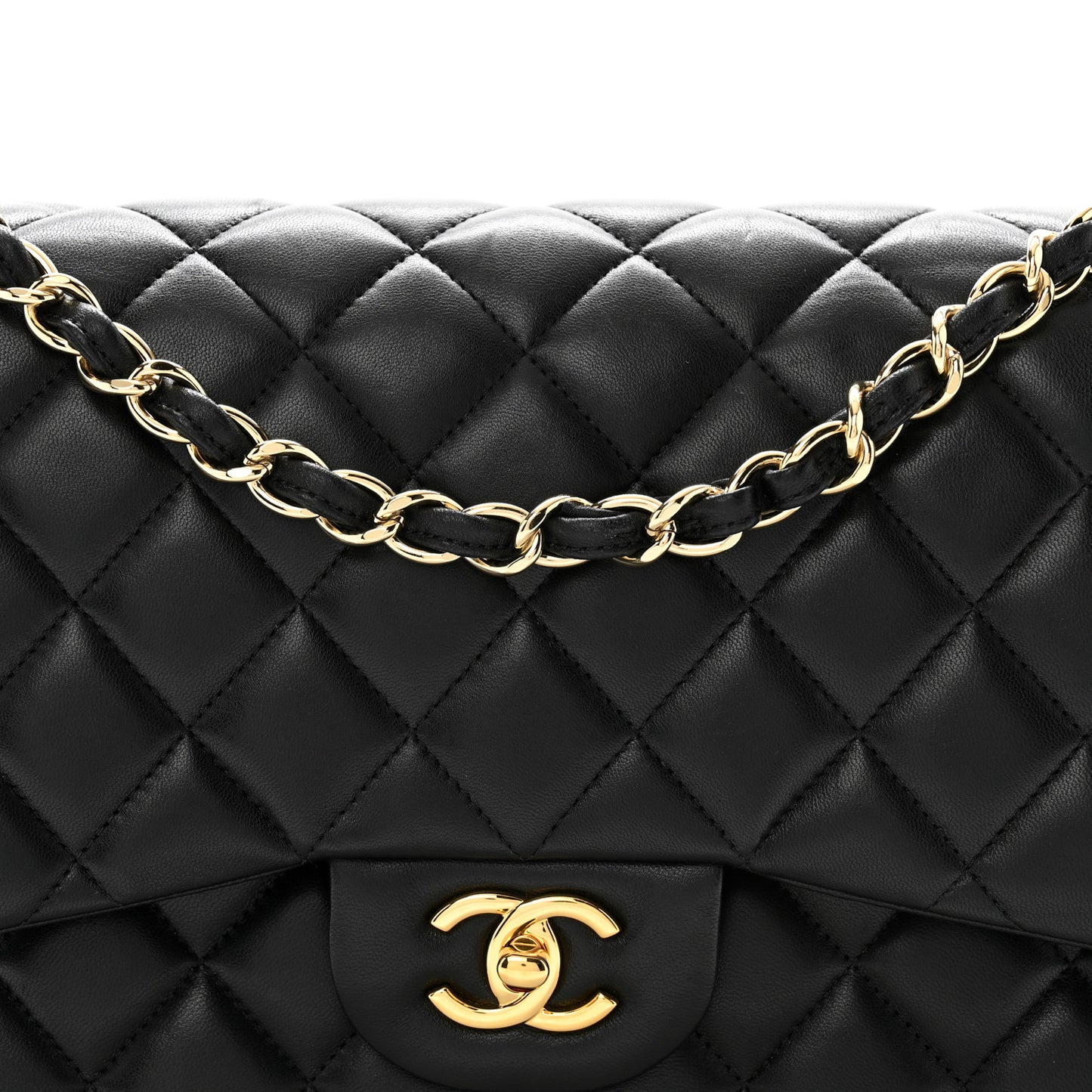 Lambskin Quilted Jumbo Double Flap Black