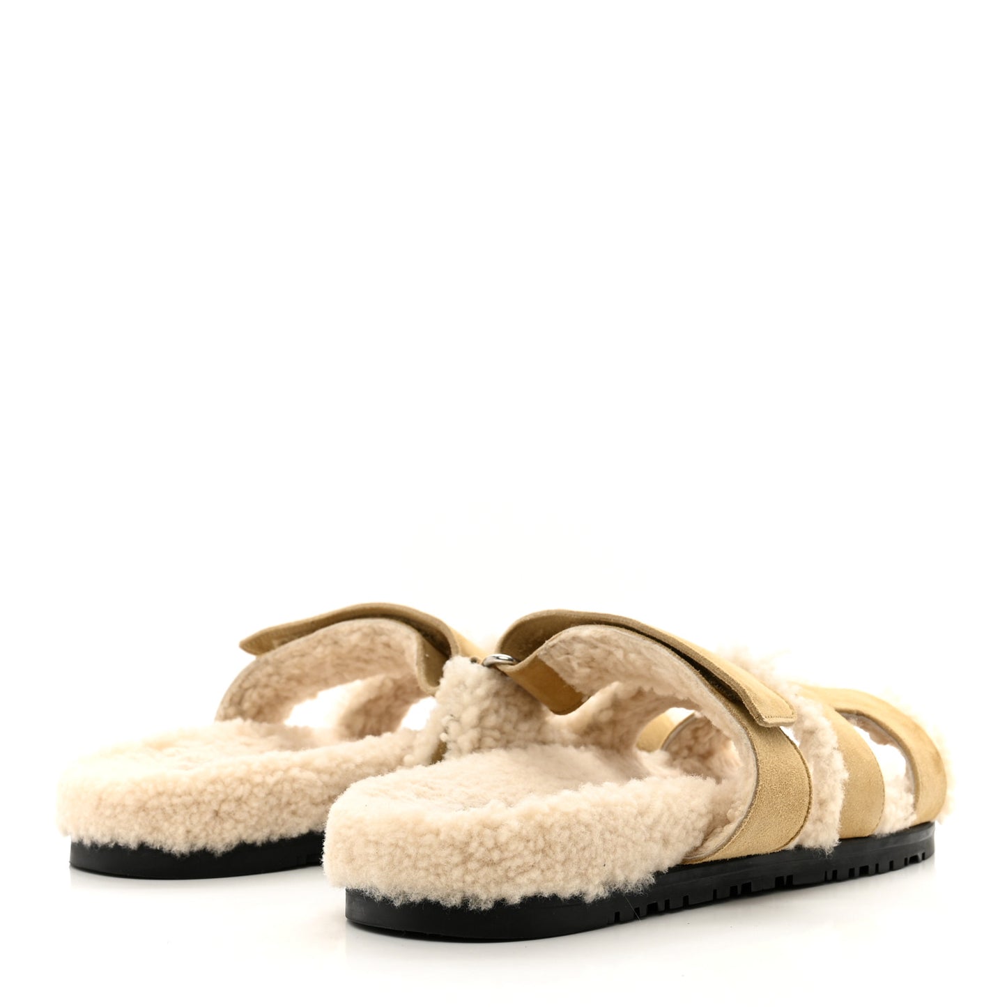 Suede Goatskin Woolskin Womens Chypre Sandals 38 Golden Beige