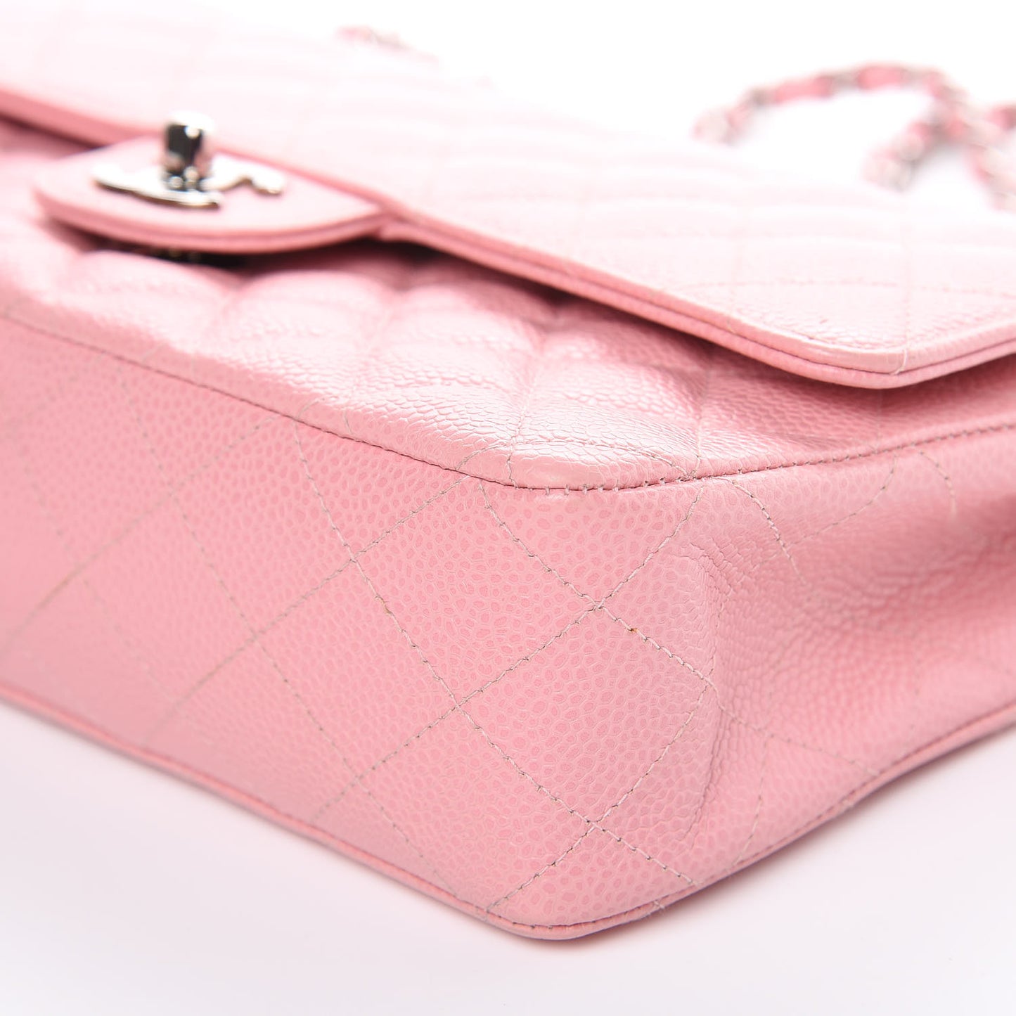 Caviar Quilted Medium Double Flap Pink